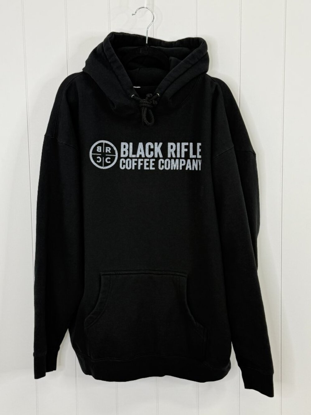 Black Rifle Coffee Company Hoodie 2XL Black White Front Back Logo EUC Mens Unise